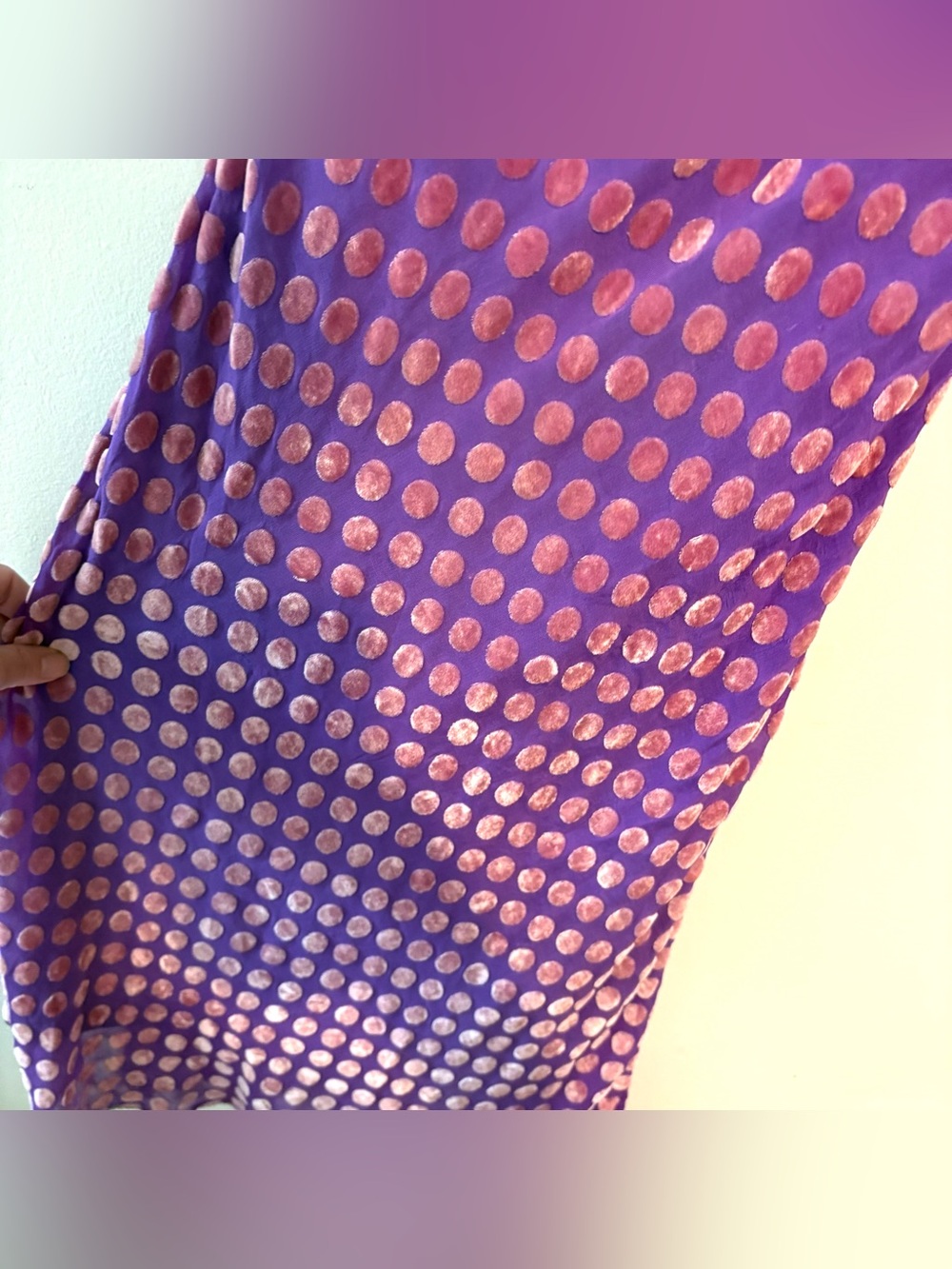 Vintage 90s Betsey Johnson purple and pink velvet polka dot slip dress - Picture 5 of 8